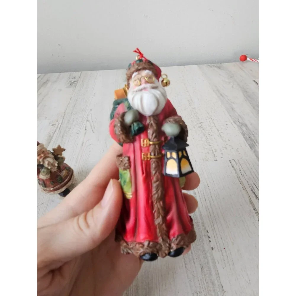 Vintage Father Christmas ornament figurine statue Xmas lantern‎ star tree